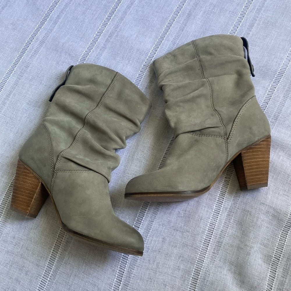 Aldo NWOT slouchy boots in a soft gray green.